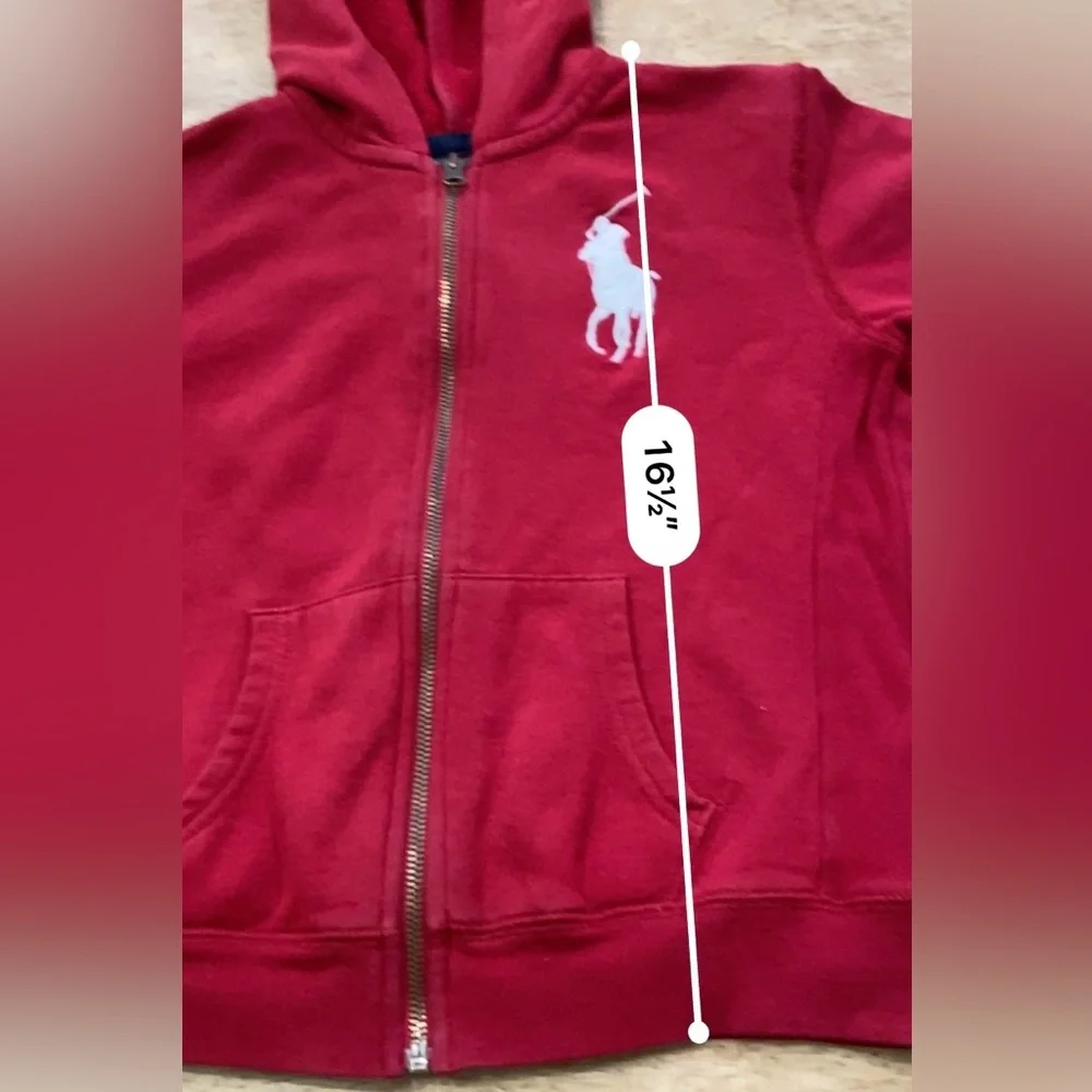 Polo by Ralph Lauren Boy’s Size 7‎ Red Full Zip Big Pony Hoodie Jacket